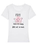 Iubesc porcușorii Tricou mânecă scurtă guler larg fitted Damă Expresser