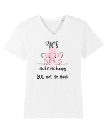 Iubesc porcușorii Tricou mânecă scurtă guler V Bărbat Presenter