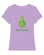 STAY SAFE! Tricou mânecă scurtă guler larg fitted Damă Expresser