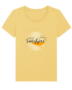 Buna Soare! Tricou mânecă scurtă guler larg fitted Damă Expresser