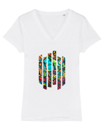Butterfly Paint Tricou mânecă scurtă guler V Damă Evoker