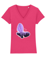 Fluture mov Tricou mânecă scurtă guler V Damă Evoker