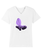 Fluture mov Tricou mânecă scurtă guler V Bărbat Presenter