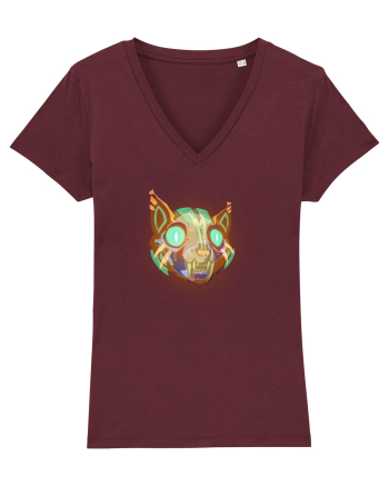Skull Neon Cat Burgundy
