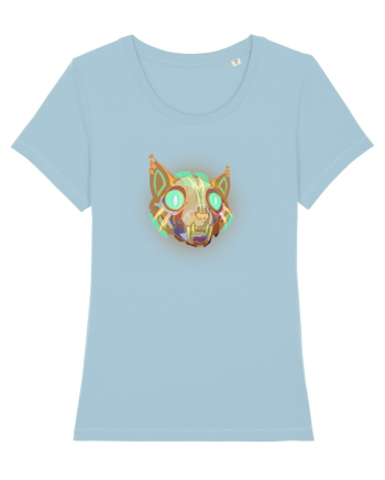 Skull Neon Cat Sky Blue