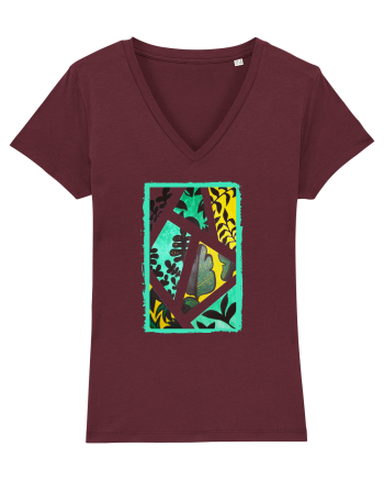 Tablou Abstract cu frunze Burgundy