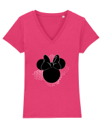 Minnie cu fundita Tricou mânecă scurtă guler V Damă Evoker