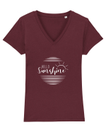 Buna dimineata Soare! Tricou mânecă scurtă guler V Damă Evoker