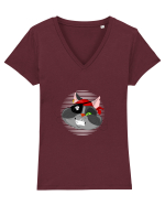 Pisica pirat! Tricou mânecă scurtă guler V Damă Evoker