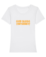 God Bless the Internet! Tricou mânecă scurtă guler larg fitted Damă Expresser