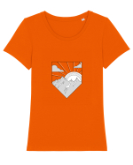 Rasarit pe munte Tricou mânecă scurtă guler larg fitted Damă Expresser