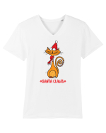 Pisica de Crăciun Tricou mânecă scurtă guler V Bărbat Presenter