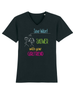 Salvează apa Tricou mânecă scurtă guler V Bărbat Presenter