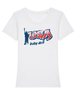usa baby doll Tricou mânecă scurtă guler larg fitted Damă Expresser