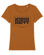 Fericit Tricou mânecă scurtă guler larg fitted Damă Expresser