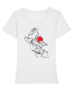 Delicat Tricou mânecă scurtă guler larg fitted Damă Expresser