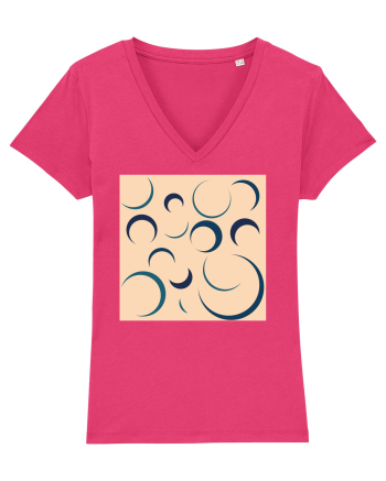 Cream Moon Patterns Raspberry