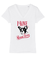 I Love Boston Terrier Tricou mânecă scurtă guler V Damă Evoker