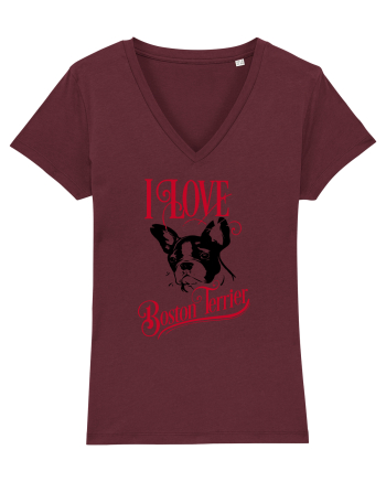 I Love Boston Terrier Burgundy