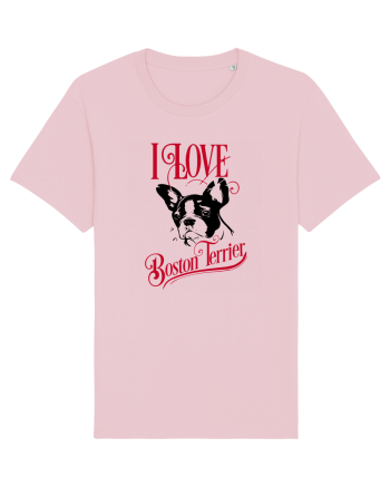 I Love Boston Terrier Cotton Pink