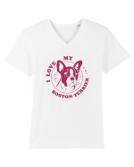 I Love My Boston Terrier Tricou mânecă scurtă guler V Bărbat Presenter
