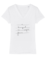 E timpul să respiri fericire Tricou mânecă scurtă guler V Damă Evoker