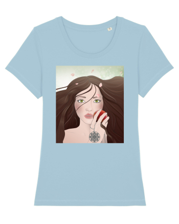 Girl with apple Sky Blue