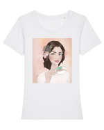 Girl at tea Tricou mânecă scurtă guler larg fitted Damă Expresser