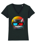 3D cat Tricou mânecă scurtă guler V Damă Evoker
