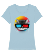3D cat Tricou mânecă scurtă guler larg fitted Damă Expresser