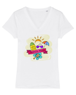 Plaja tropicală Tricou mânecă scurtă guler V Damă Evoker