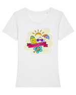 Plaja tropicală Tricou mânecă scurtă guler larg fitted Damă Expresser