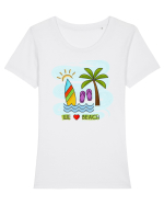 Iubim plaja Tricou mânecă scurtă guler larg fitted Damă Expresser