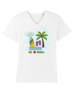 Iubim plaja Tricou mânecă scurtă guler V Bărbat Presenter