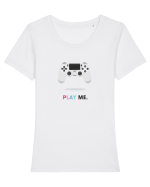 Play me. Tricou mânecă scurtă guler larg fitted Damă Expresser