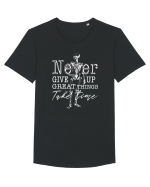 Never Give Up Tricou mânecă scurtă guler larg Bărbat Skater