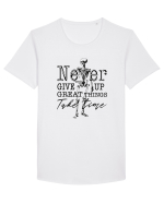 Never Give Up Tricou mânecă scurtă guler larg Bărbat Skater