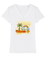Stau pe plajă Tricou mânecă scurtă guler V Damă Evoker