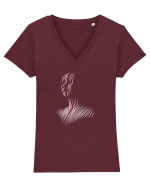 One line - red Tricou mânecă scurtă guler V Damă Evoker