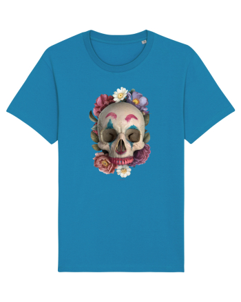 craniu skulljoker cu flori 03 Azur