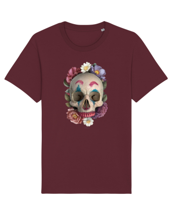 craniu skulljoker cu flori 03 Burgundy