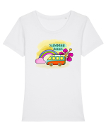 Vis de vară Tricou mânecă scurtă guler larg fitted Damă Expresser