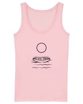 Circle Sun - black boat Cotton Pink