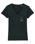 Circle Sun - white road (chest) Tricou mânecă scurtă guler V Damă Evoker
