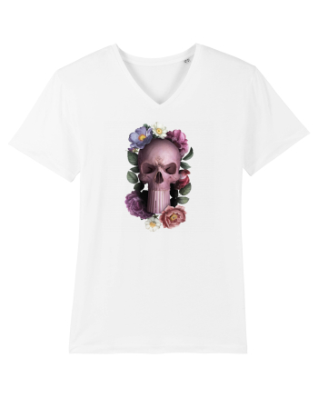 Craniu cu flori punishskull 02 White