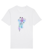Schelete visator pe fundal colorat încojurat de fluturași Tricou mânecă scurtă Unisex Rocker