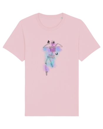 Schelete visator pe fundal colorat încojurat de fluturași Cotton Pink