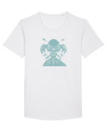 green skull Tricou mânecă scurtă guler larg Bărbat Skater