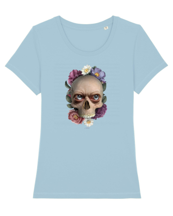 Craniu cu flori si ochi 01 Sky Blue