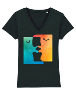 kiss_I-3 Tricou mânecă scurtă guler V Damă Evoker